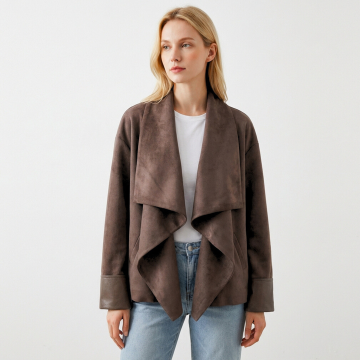 L’Vara Suede Drape Jacket